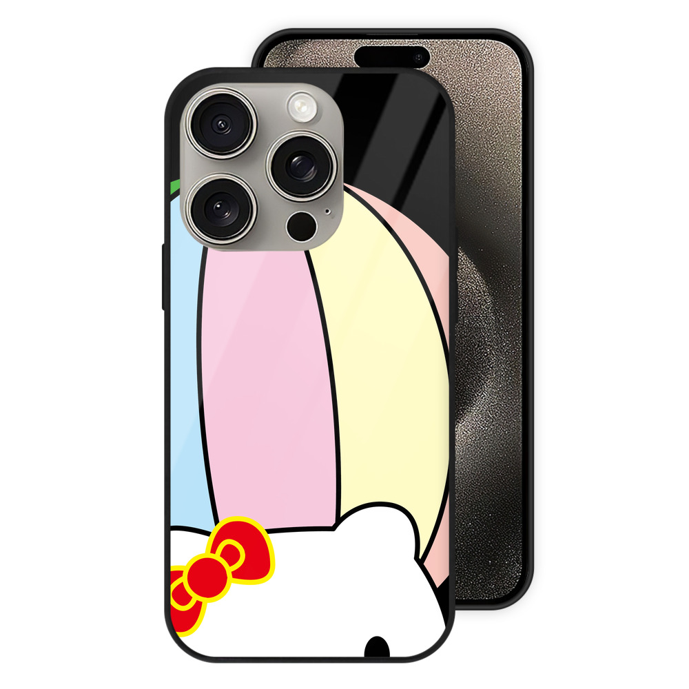 （画像用） Hello Kitty ハローキティ 【iPhone15Pro対応】スマホケース 耐衝撃＆黄変防止 背面ガラス