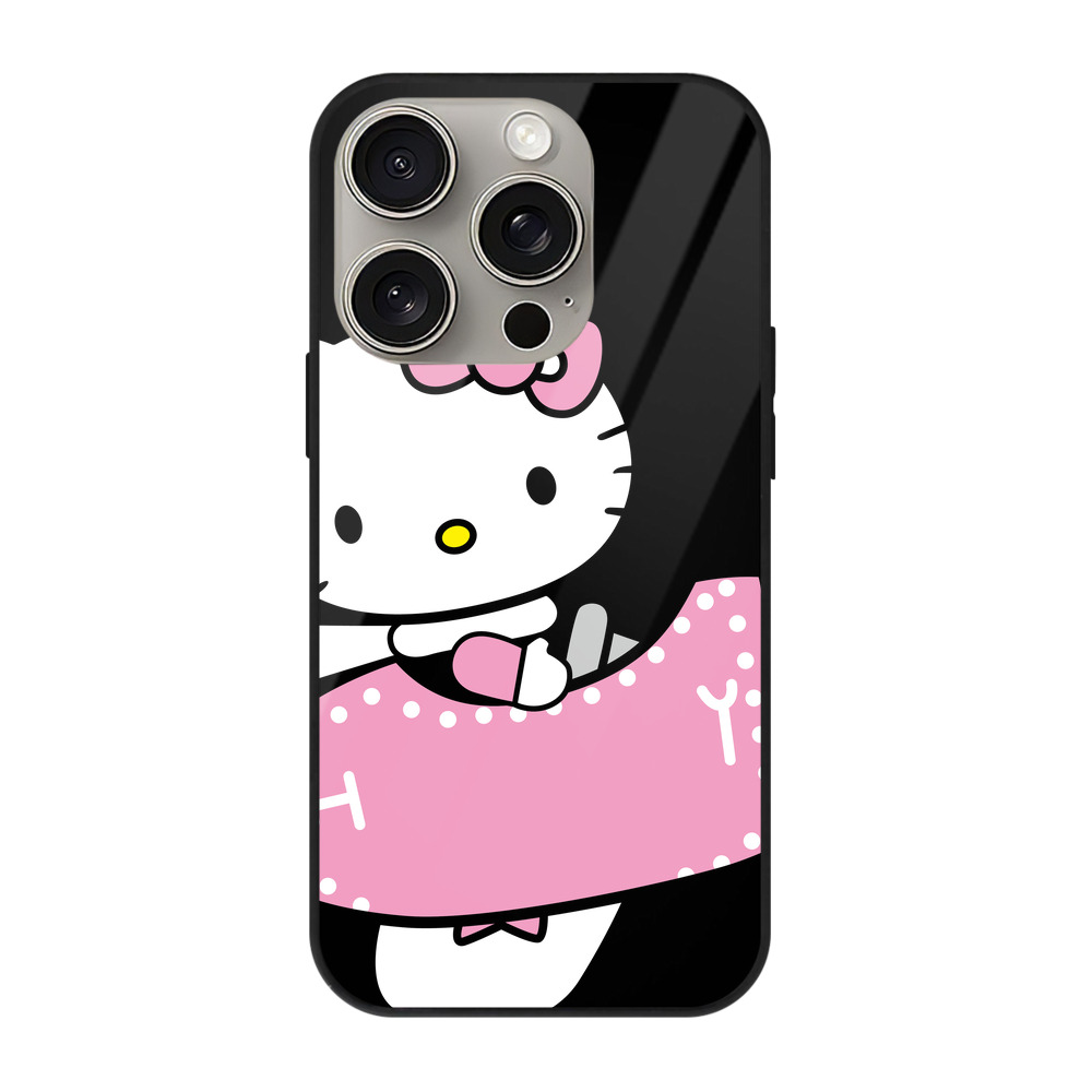 （画像用） Hello Kitty ハローキティ 【iPhone15Pro対応】スマホケース 耐衝撃＆黄変防止 背面ガラス
