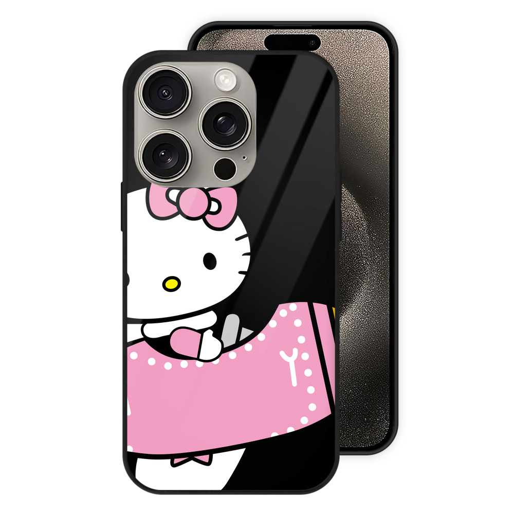 （画像用） Hello Kitty ハローキティ 【iPhone15Pro対応】スマホケース 耐衝撃＆黄変防止 背面ガラス