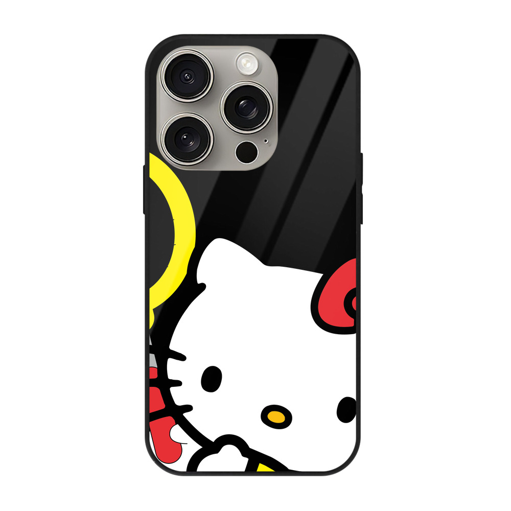 （画像用） Hello Kitty ハローキティ 【iPhone15Pro対応】スマホケース 耐衝撃＆黄変防止 背面ガラス