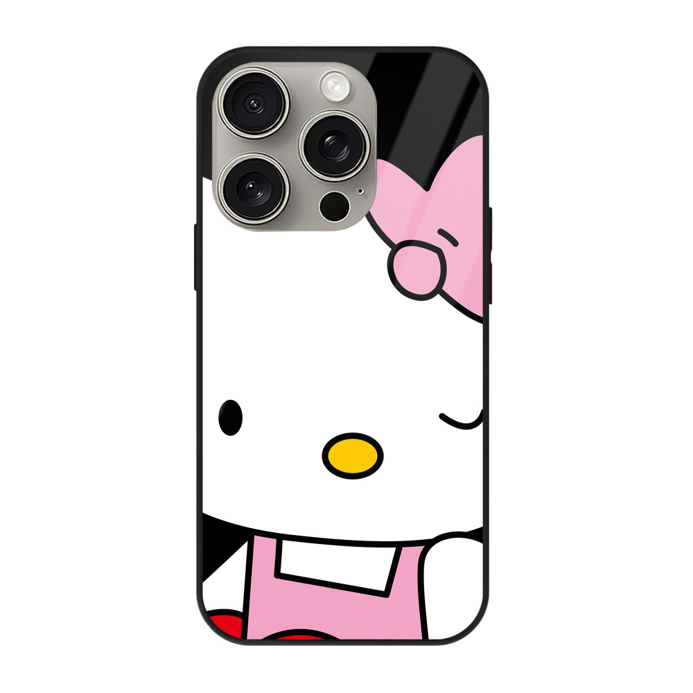 （画像用） Hello Kitty ハローキティ 【iPhone15Pro対応】スマホケース 耐衝撃＆黄変防止 背面ガラス