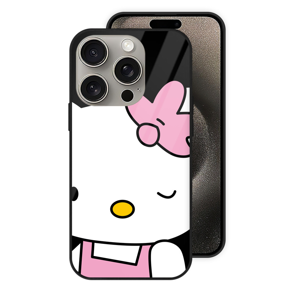 （画像用） Hello Kitty ハローキティ 【iPhone15Pro対応】スマホケース 耐衝撃＆黄変防止 背面ガラス