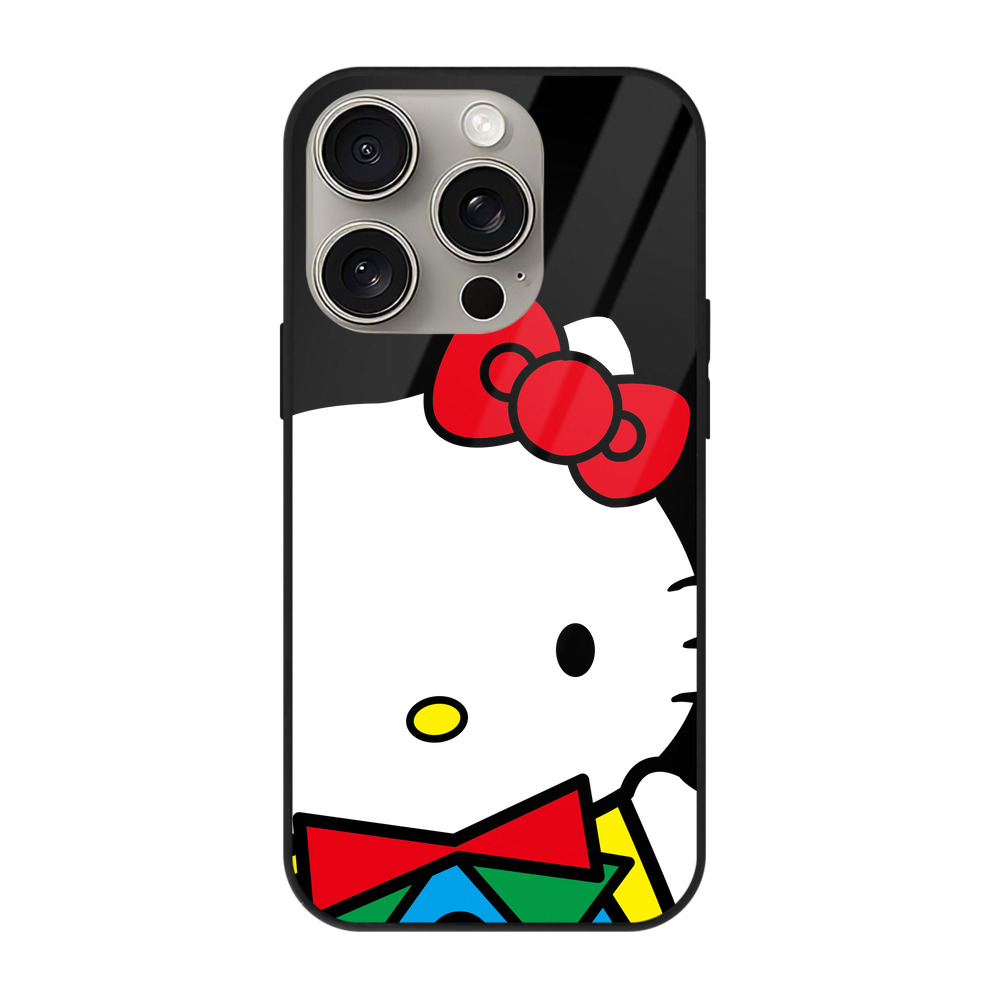 （画像用） Hello Kitty ハローキティ 【iPhone15Pro対応】スマホケース 耐衝撃＆黄変防止 背面ガラス