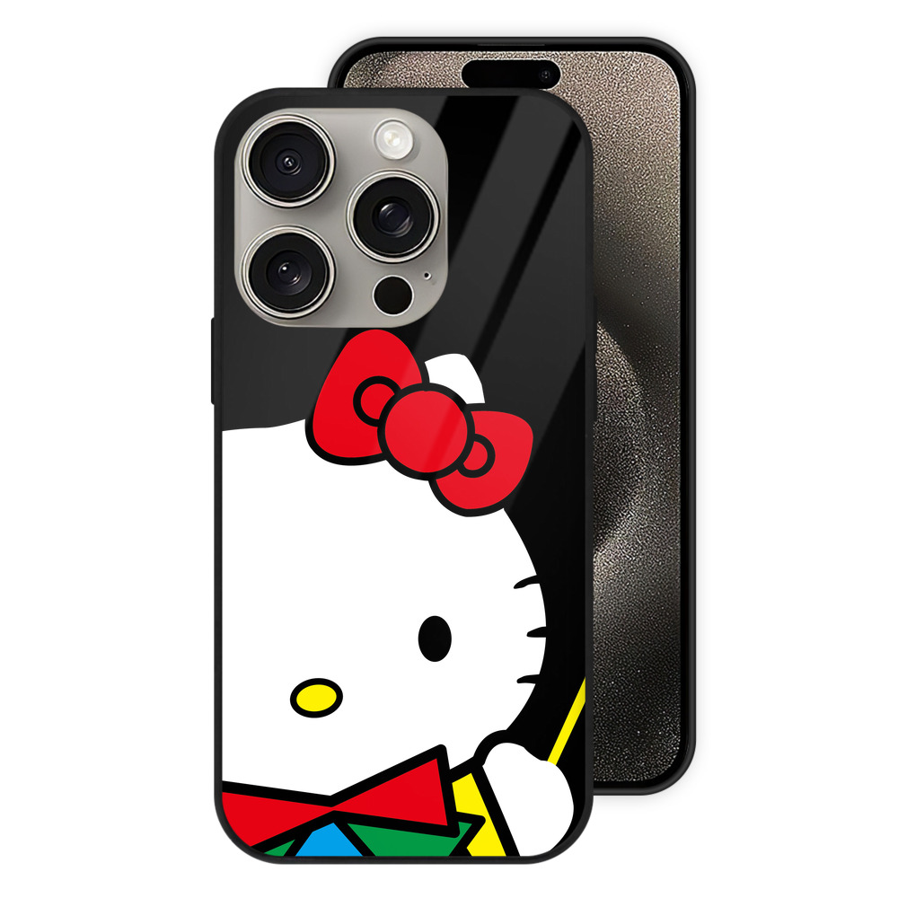 （画像用） Hello Kitty ハローキティ 【iPhone15Pro対応】スマホケース 耐衝撃＆黄変防止 背面ガラス