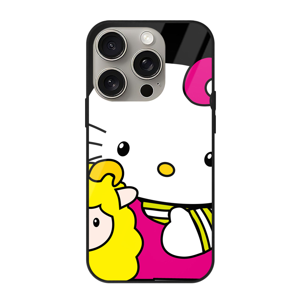 （画像用） Hello Kitty ハローキティ 【iPhone15Pro対応】スマホケース 耐衝撃＆黄変防止 背面ガラス