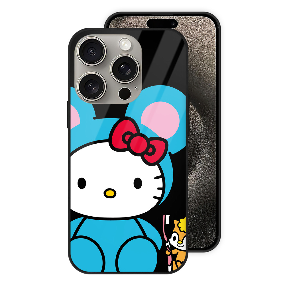 （画像用） Hello Kitty ハローキティ 【iPhone15Pro対応】スマホケース 耐衝撃＆黄変防止 背面ガラス