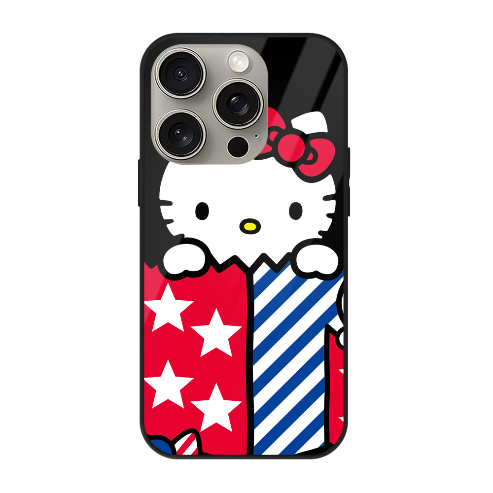 （画像用） Hello Kitty ハローキティ 【iPhone15Pro対応】スマホケース 耐衝撃＆黄変防止 背面ガラス