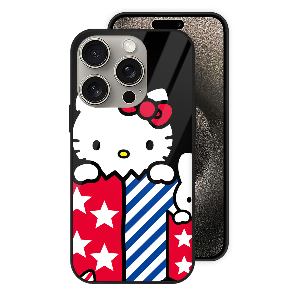 （画像用） Hello Kitty ハローキティ 【iPhone15Pro対応】スマホケース 耐衝撃＆黄変防止 背面ガラス