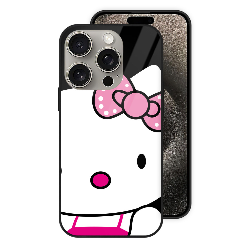 （画像用） Hello Kitty ハローキティ 【iPhone15Pro対応】スマホケース 耐衝撃＆黄変防止 背面ガラス