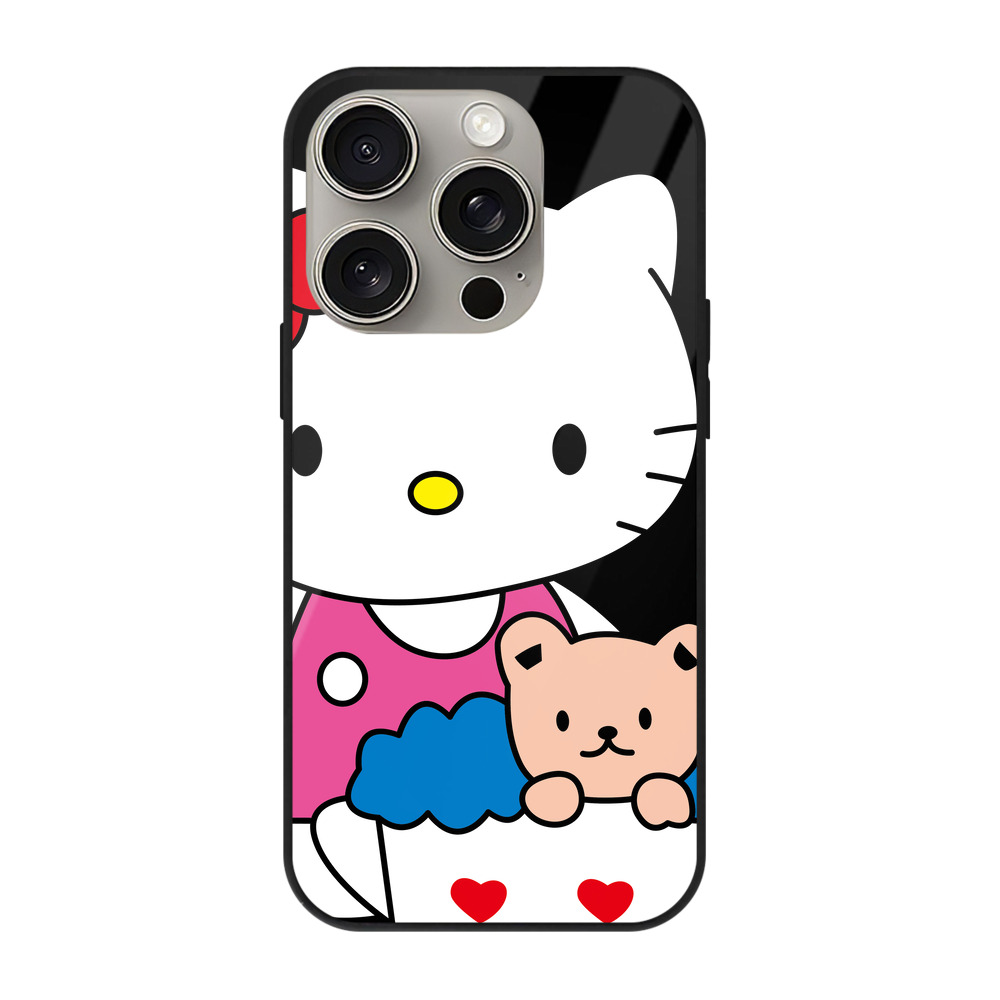 （画像用） Hello Kitty ハローキティ 【iPhone15Pro対応】スマホケース 耐衝撃＆黄変防止 背面ガラス