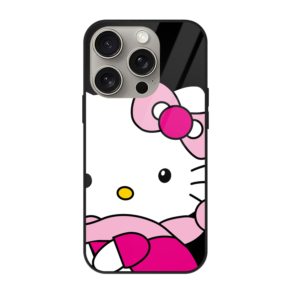 （画像用） Hello Kitty ハローキティ 【iPhone15Pro対応】スマホケース 耐衝撃＆黄変防止 背面ガラス