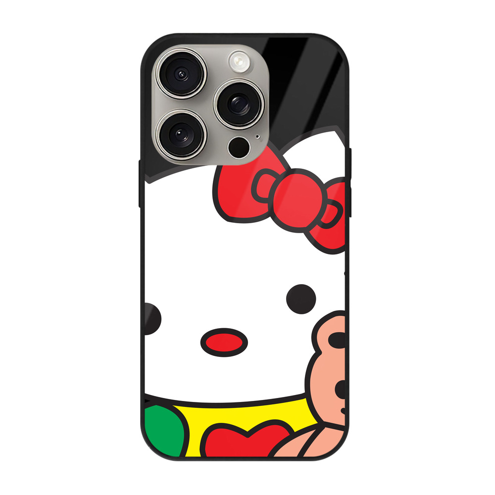 （画像用） Hello Kitty ハローキティ 【iPhone15Pro対応】スマホケース 耐衝撃＆黄変防止 背面ガラス