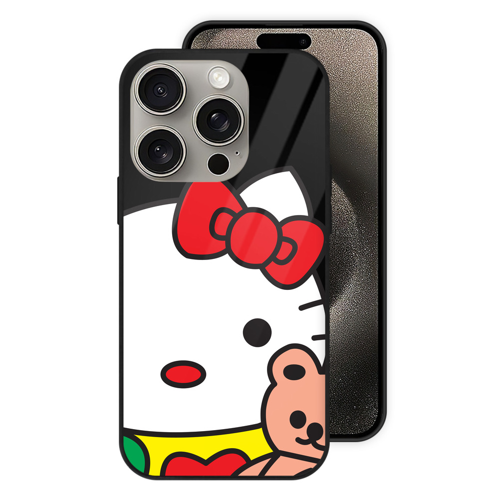 （画像用） Hello Kitty ハローキティ 【iPhone15Pro対応】スマホケース 耐衝撃＆黄変防止 背面ガラス