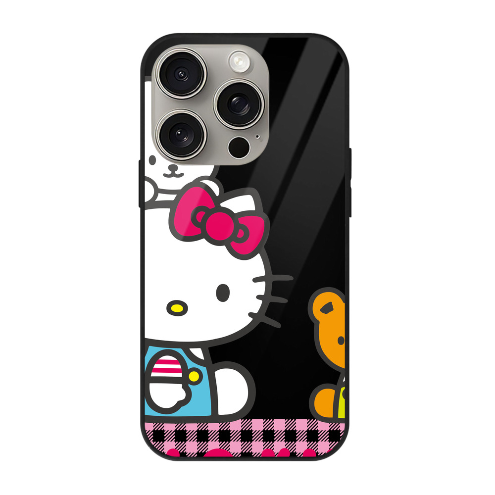 （画像用） Hello Kitty ハローキティ 【iPhone15Pro対応】スマホケース 耐衝撃＆黄変防止 背面ガラス