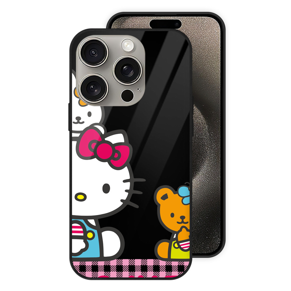 （画像用） Hello Kitty ハローキティ 【iPhone15Pro対応】スマホケース 耐衝撃＆黄変防止 背面ガラス