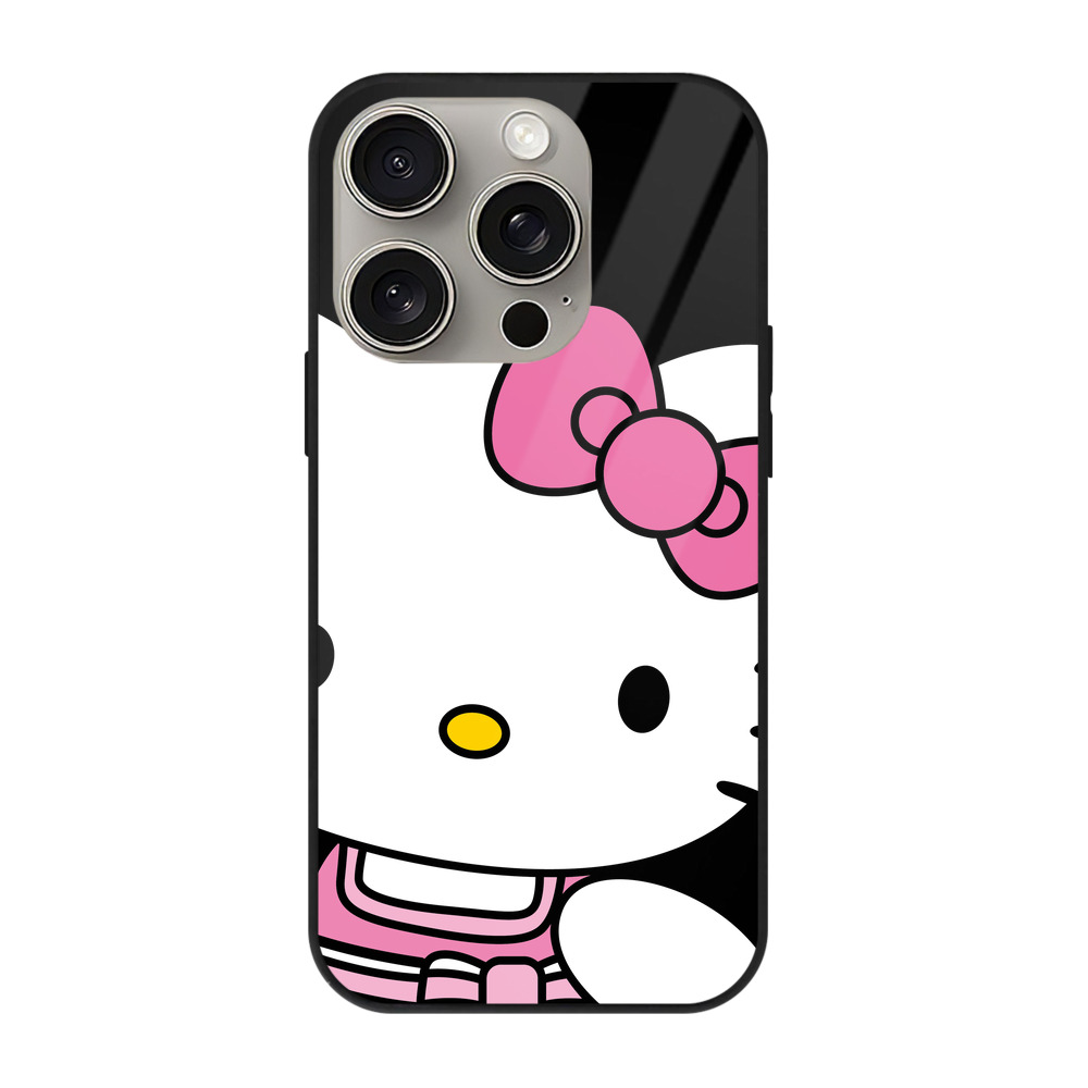 （画像用） Hello Kitty ハローキティ 【iPhone15Pro対応】スマホケース 耐衝撃＆黄変防止 背面ガラス