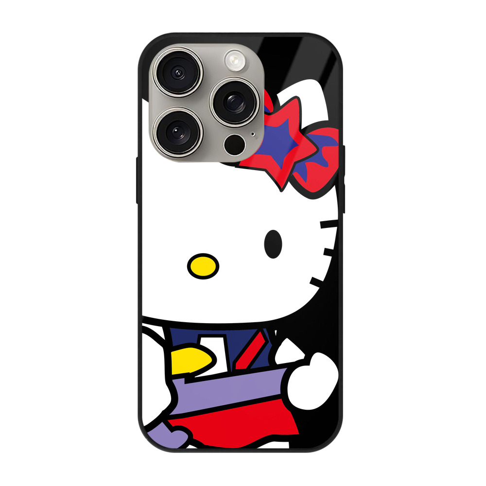 （画像用） Hello Kitty ハローキティ 【iPhone15Pro対応】スマホケース 耐衝撃＆黄変防止 背面ガラス