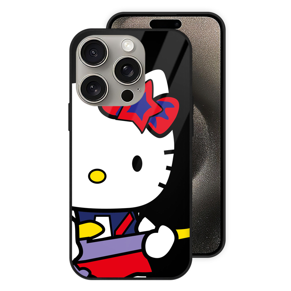 （画像用） Hello Kitty ハローキティ 【iPhone15Pro対応】スマホケース 耐衝撃＆黄変防止 背面ガラス