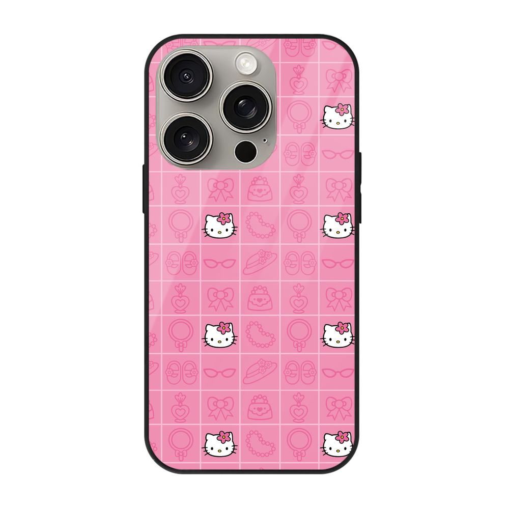 （画像用） Hello Kitty ハローキティ 【iPhone15Pro対応】スマホケース 耐衝撃＆黄変防止 背面ガラス