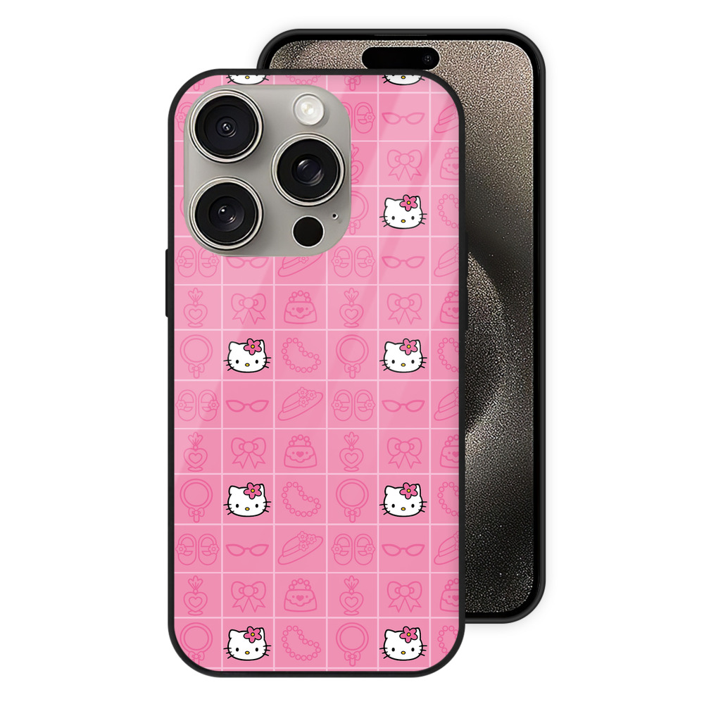（画像用） Hello Kitty ハローキティ 【iPhone15Pro対応】スマホケース 耐衝撃＆黄変防止 背面ガラス
