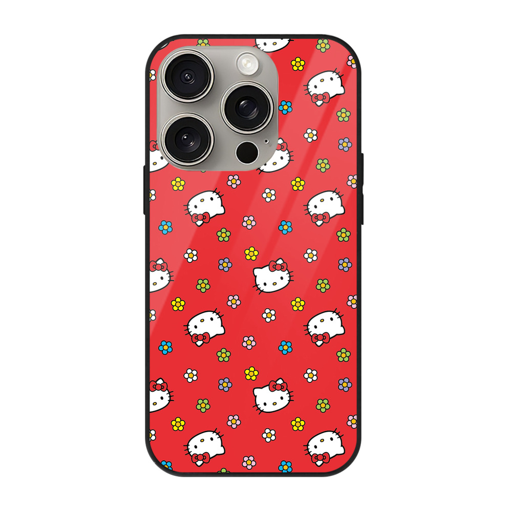 （画像用） Hello Kitty ハローキティ 【iPhone15Pro対応】スマホケース 耐衝撃＆黄変防止 背面ガラス
