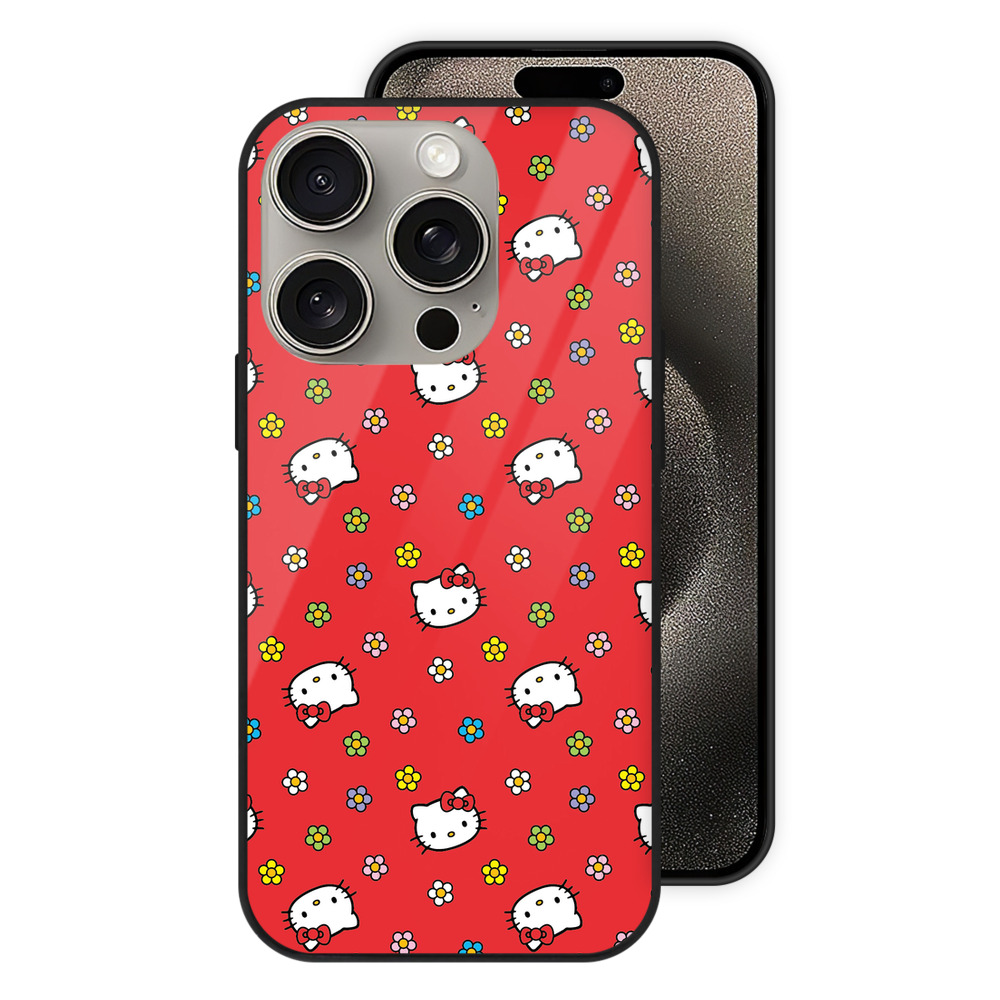 （画像用） Hello Kitty ハローキティ 【iPhone15Pro対応】スマホケース 耐衝撃＆黄変防止 背面ガラス