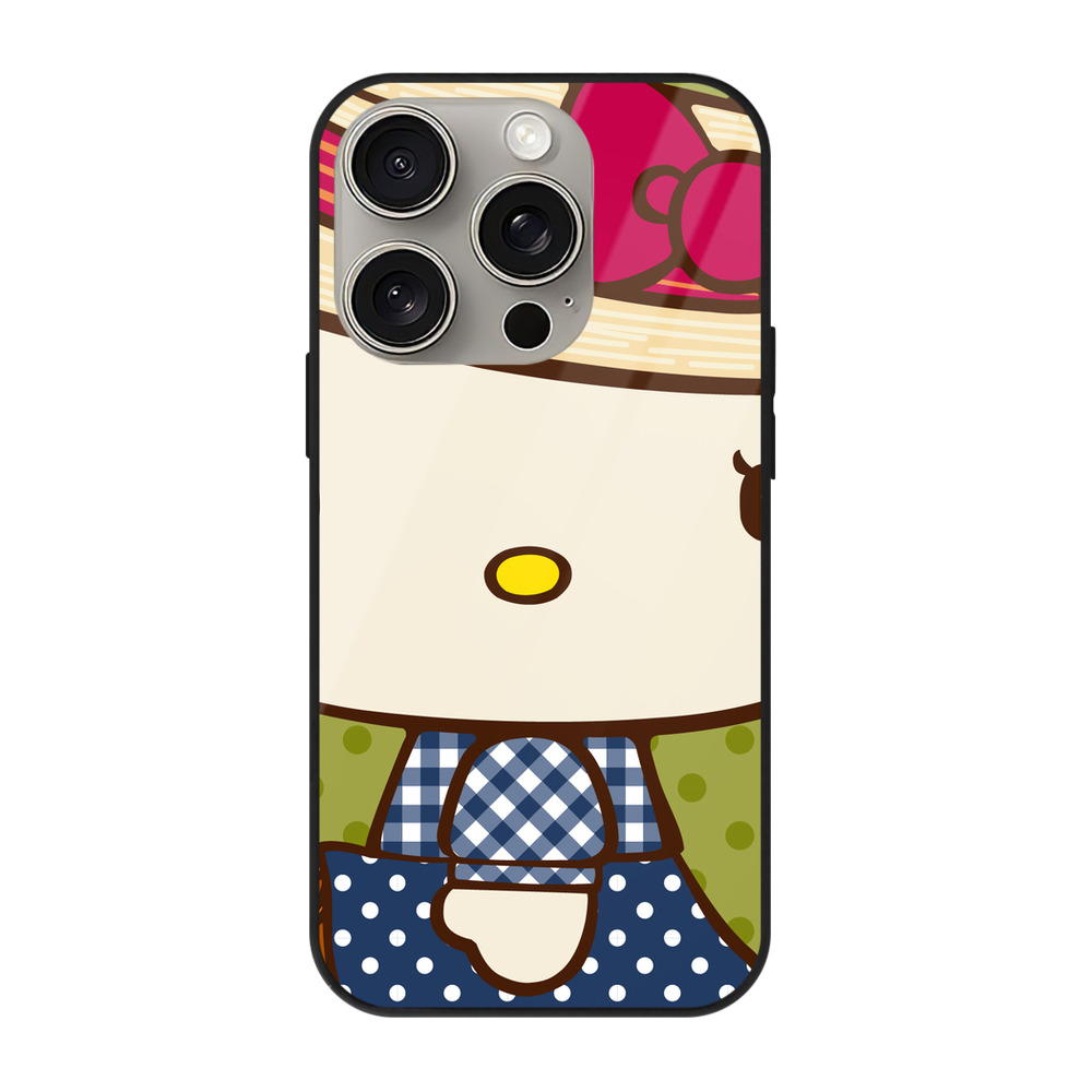 （画像用） Hello Kitty ハローキティ 【iPhone15Pro対応】スマホケース 耐衝撃＆黄変防止 背面ガラス