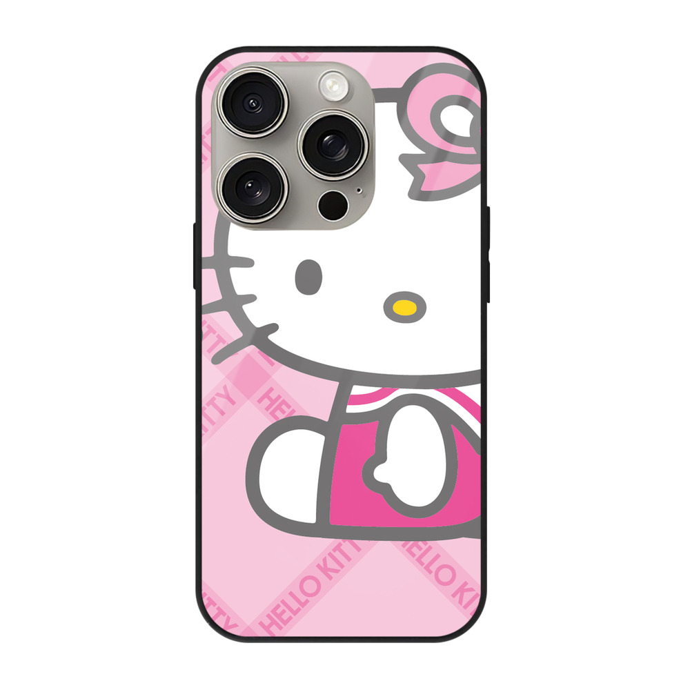 （画像用） Hello Kitty ハローキティ 【iPhone15Pro対応】スマホケース 耐衝撃＆黄変防止 背面ガラス