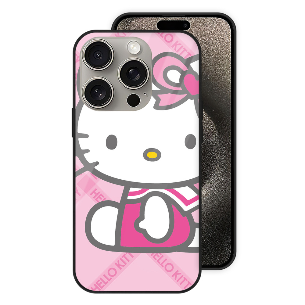 （画像用） Hello Kitty ハローキティ 【iPhone15Pro対応】スマホケース 耐衝撃＆黄変防止 背面ガラス