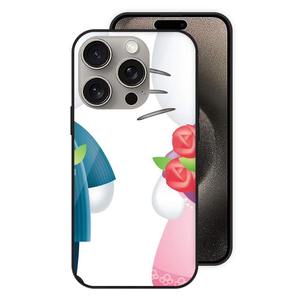 （画像用） Hello Kitty ハローキティ 【iPhone15Pro対応】スマホケース 耐衝撃＆黄変防止 背面ガラス