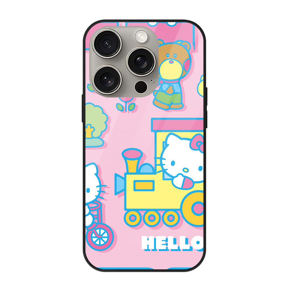 （画像用） Hello Kitty ハローキティ 【iPhone15Pro対応】スマホケース 耐衝撃＆黄変防止 背面ガラス