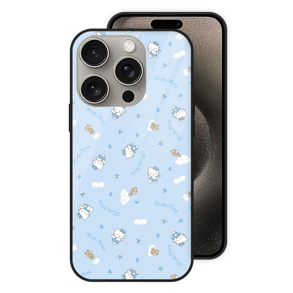（画像用） Hello Kitty ハローキティ 【iPhone15Pro対応】スマホケース 耐衝撃＆黄変防止 背面ガラス