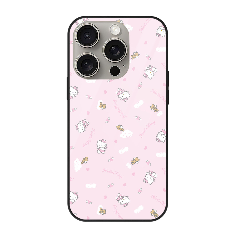 （画像用） Hello Kitty ハローキティ 【iPhone15Pro対応】スマホケース 耐衝撃＆黄変防止 背面ガラス
