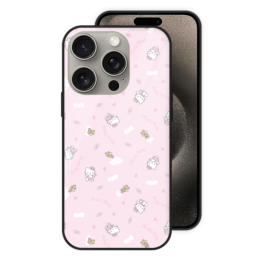 （画像用） Hello Kitty ハローキティ 【iPhone15Pro対応】スマホケース 耐衝撃＆黄変防止 背面ガラス