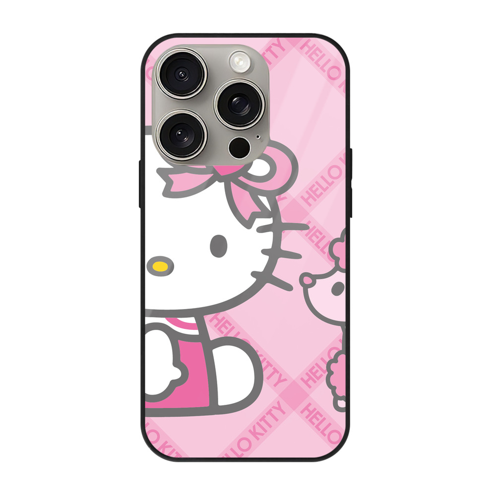 （画像用） Hello Kitty ハローキティ 【iPhone15Pro対応】スマホケース 耐衝撃＆黄変防止 背面ガラス