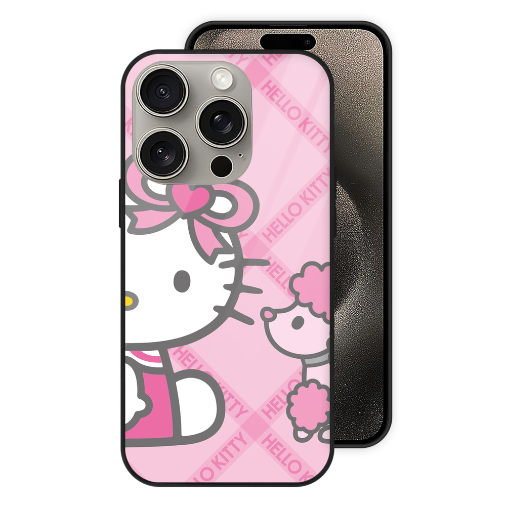 （画像用） Hello Kitty ハローキティ 【iPhone15Pro対応】スマホケース 耐衝撃＆黄変防止 背面ガラス