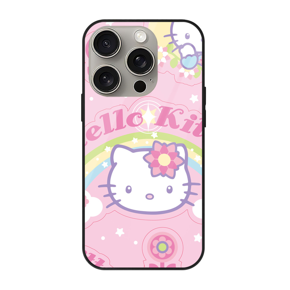 （画像用） Hello Kitty ハローキティ 【iPhone15Pro対応】スマホケース 耐衝撃＆黄変防止 背面ガラス