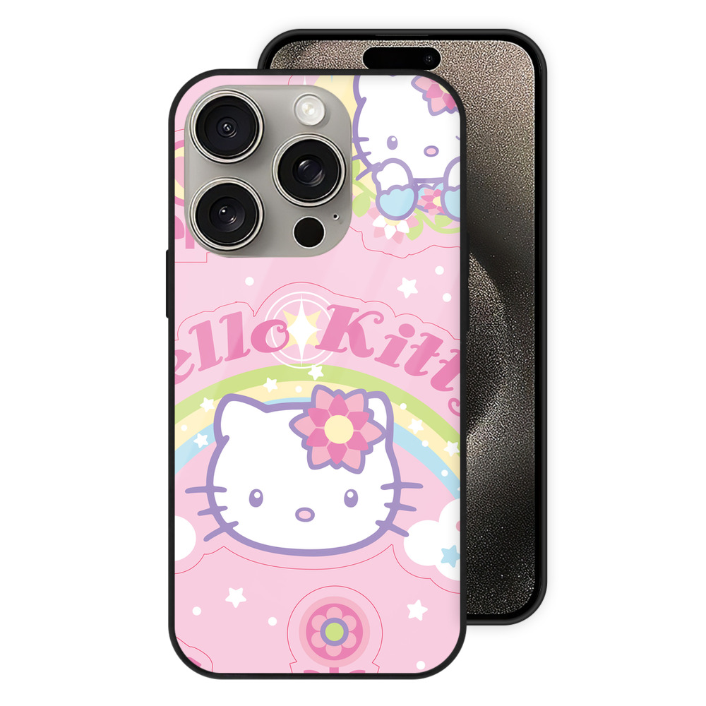 （画像用） Hello Kitty ハローキティ 【iPhone15Pro対応】スマホケース 耐衝撃＆黄変防止 背面ガラス
