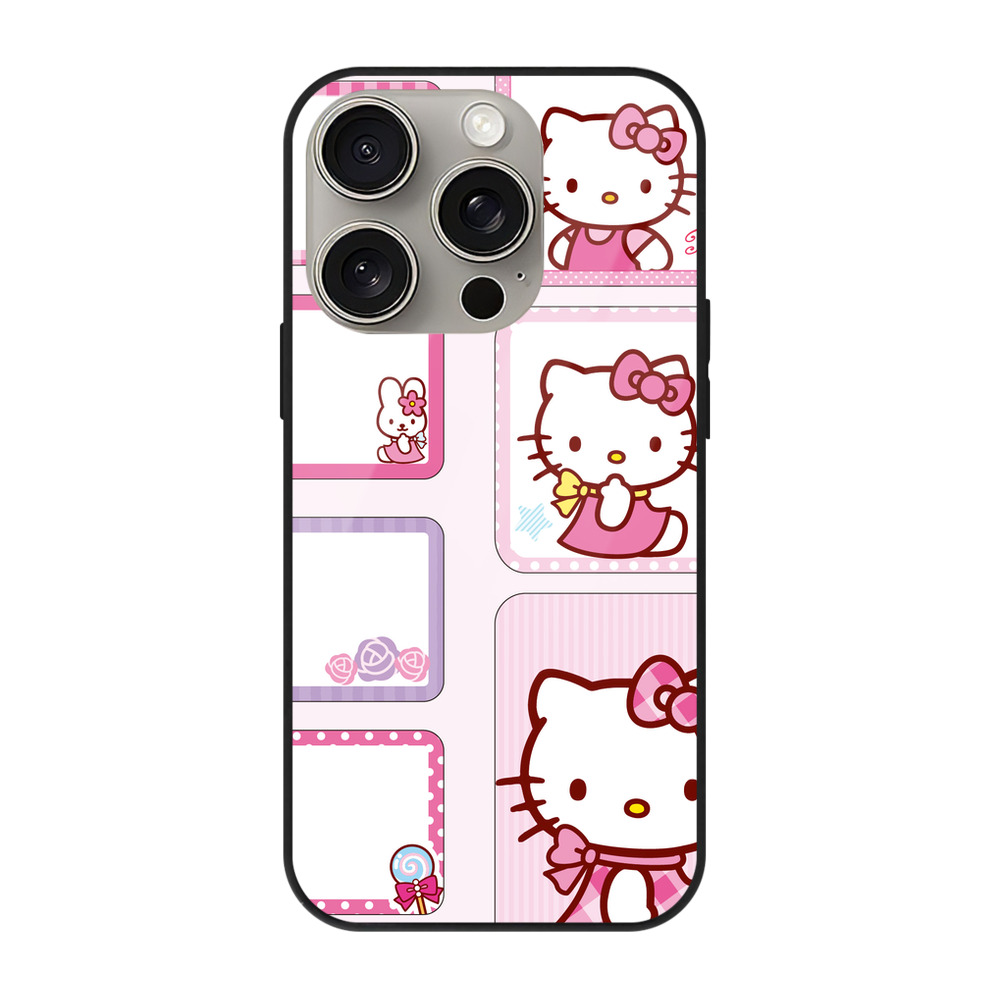 （画像用） Hello Kitty ハローキティ 【iPhone15Pro対応】スマホケース 耐衝撃＆黄変防止 背面ガラス