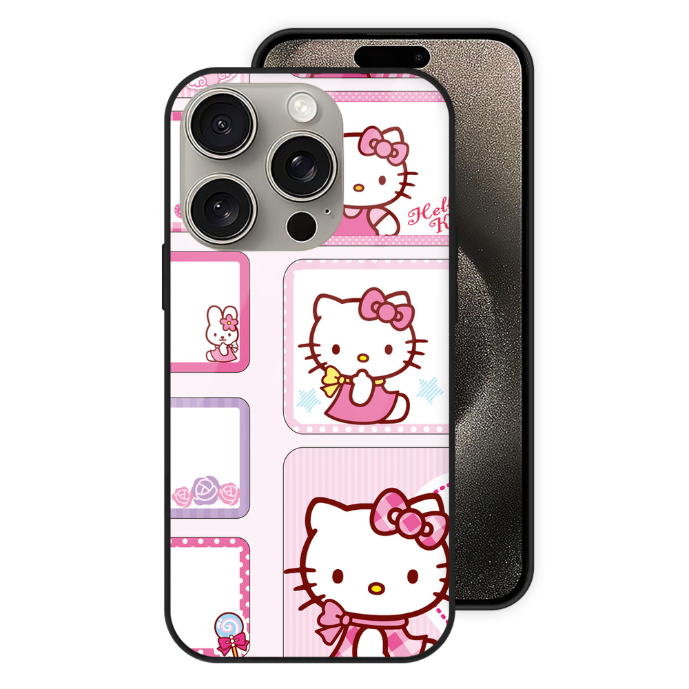 （画像用） Hello Kitty ハローキティ 【iPhone15Pro対応】スマホケース 耐衝撃＆黄変防止 背面ガラス