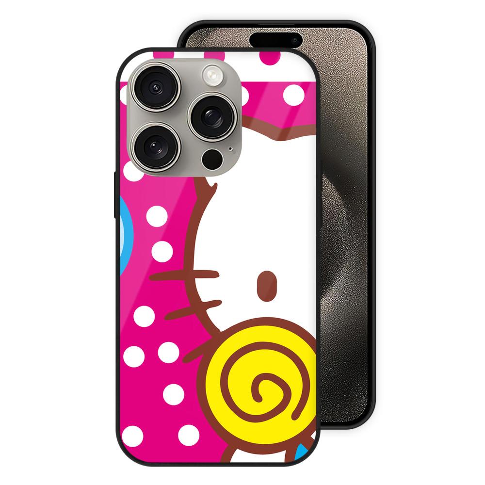 （画像用） Hello Kitty ハローキティ 【iPhone15Pro対応】スマホケース 耐衝撃＆黄変防止 背面ガラス