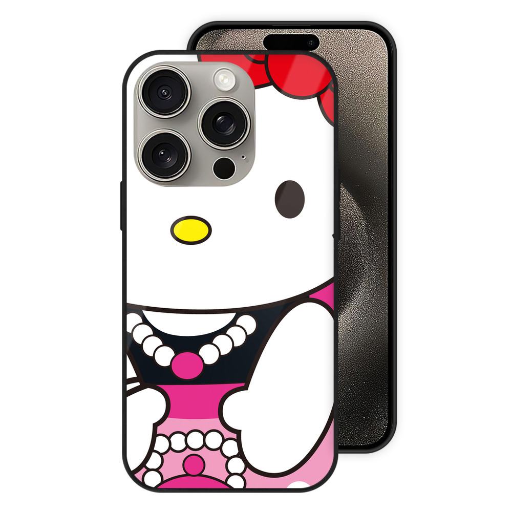 （画像用） Hello Kitty ハローキティ 【iPhone15Pro対応】スマホケース 耐衝撃＆黄変防止 背面ガラス
