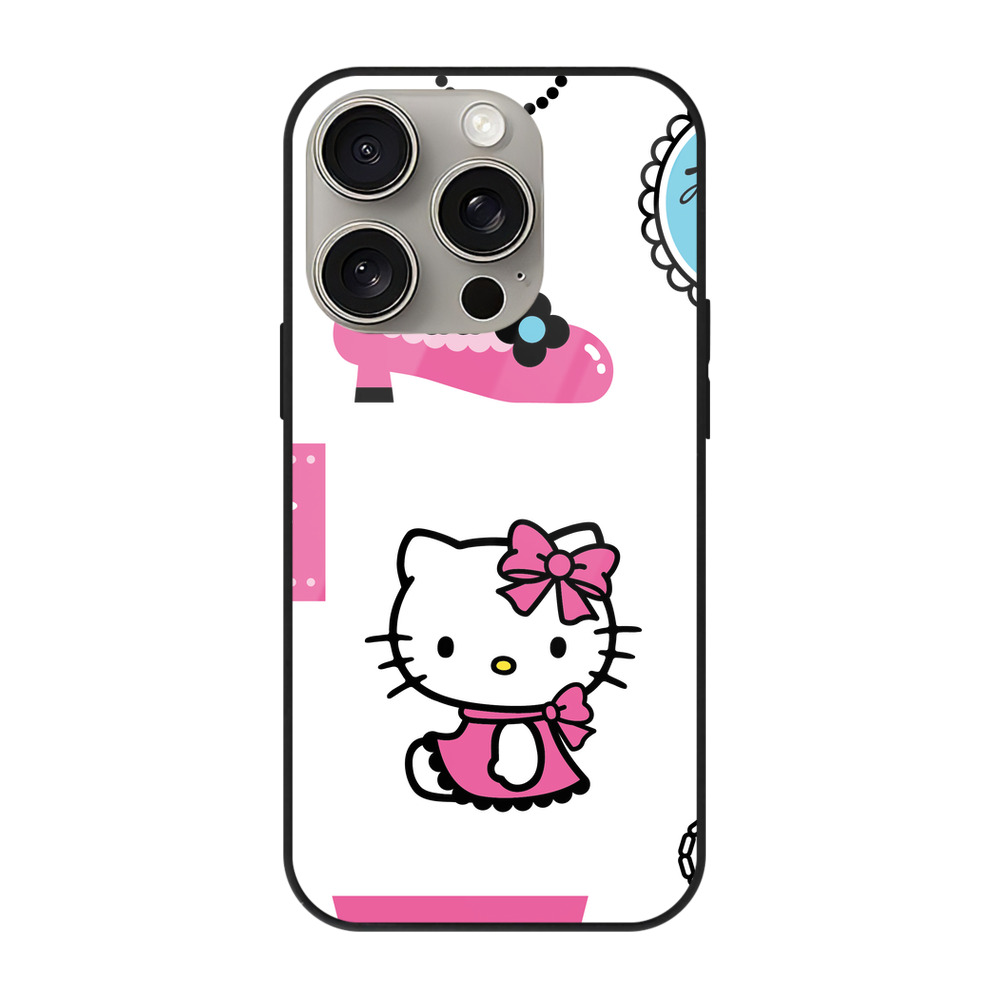 （画像用） Hello Kitty ハローキティ 【iPhone15Pro対応】スマホケース 耐衝撃＆黄変防止 背面ガラス