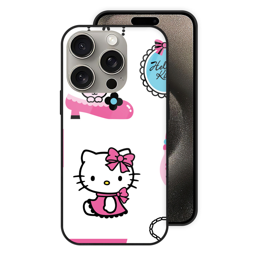 （画像用） Hello Kitty ハローキティ 【iPhone15Pro対応】スマホケース 耐衝撃＆黄変防止 背面ガラス