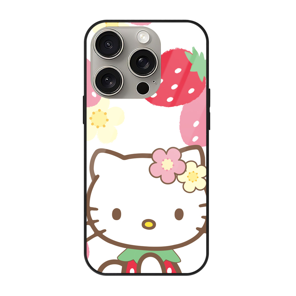 （画像用） Hello Kitty ハローキティ 【iPhone15Pro対応】スマホケース 耐衝撃＆黄変防止 背面ガラス