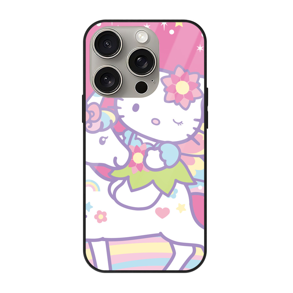 （画像用） Hello Kitty ハローキティ 【iPhone15Pro対応】スマホケース 耐衝撃＆黄変防止 背面ガラス