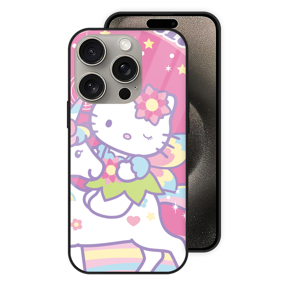 （画像用） Hello Kitty ハローキティ 【iPhone15Pro対応】スマホケース 耐衝撃＆黄変防止 背面ガラス