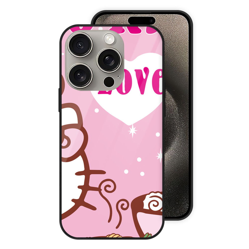 （画像用） Hello Kitty ハローキティ 【iPhone15Pro対応】スマホケース 耐衝撃＆黄変防止 背面ガラス