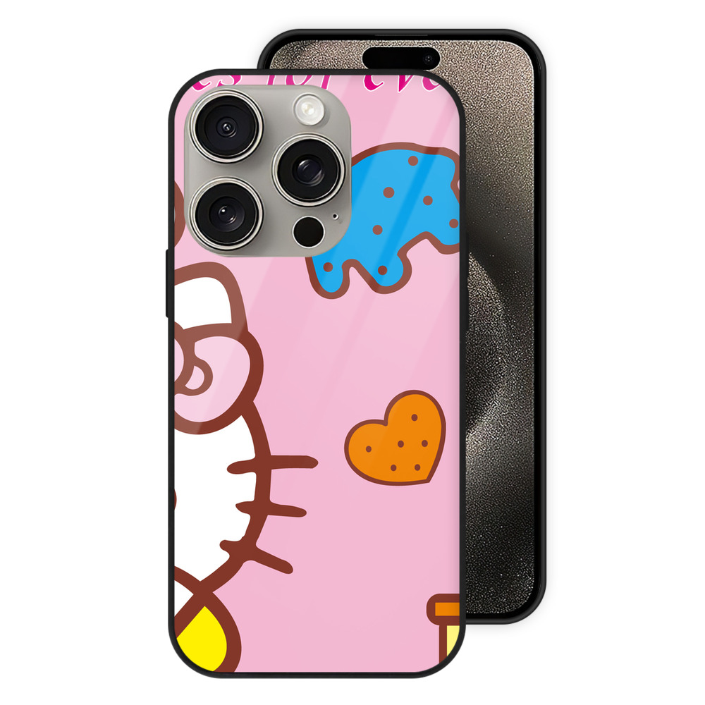 （画像用） Hello Kitty ハローキティ 【iPhone15Pro対応】スマホケース 耐衝撃＆黄変防止 背面ガラス
