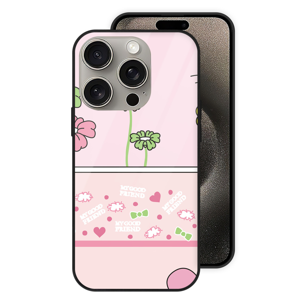 （画像用） Hello Kitty ハローキティ 【iPhone15Pro対応】スマホケース 耐衝撃＆黄変防止 背面ガラス